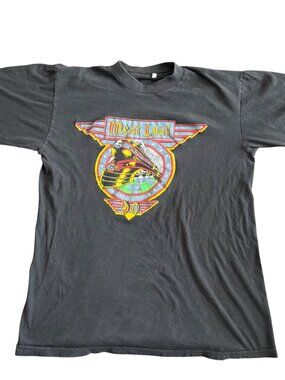 Vintage Meat Loaf World Tour 1990 Neverland Express T-Shirt Black Size L